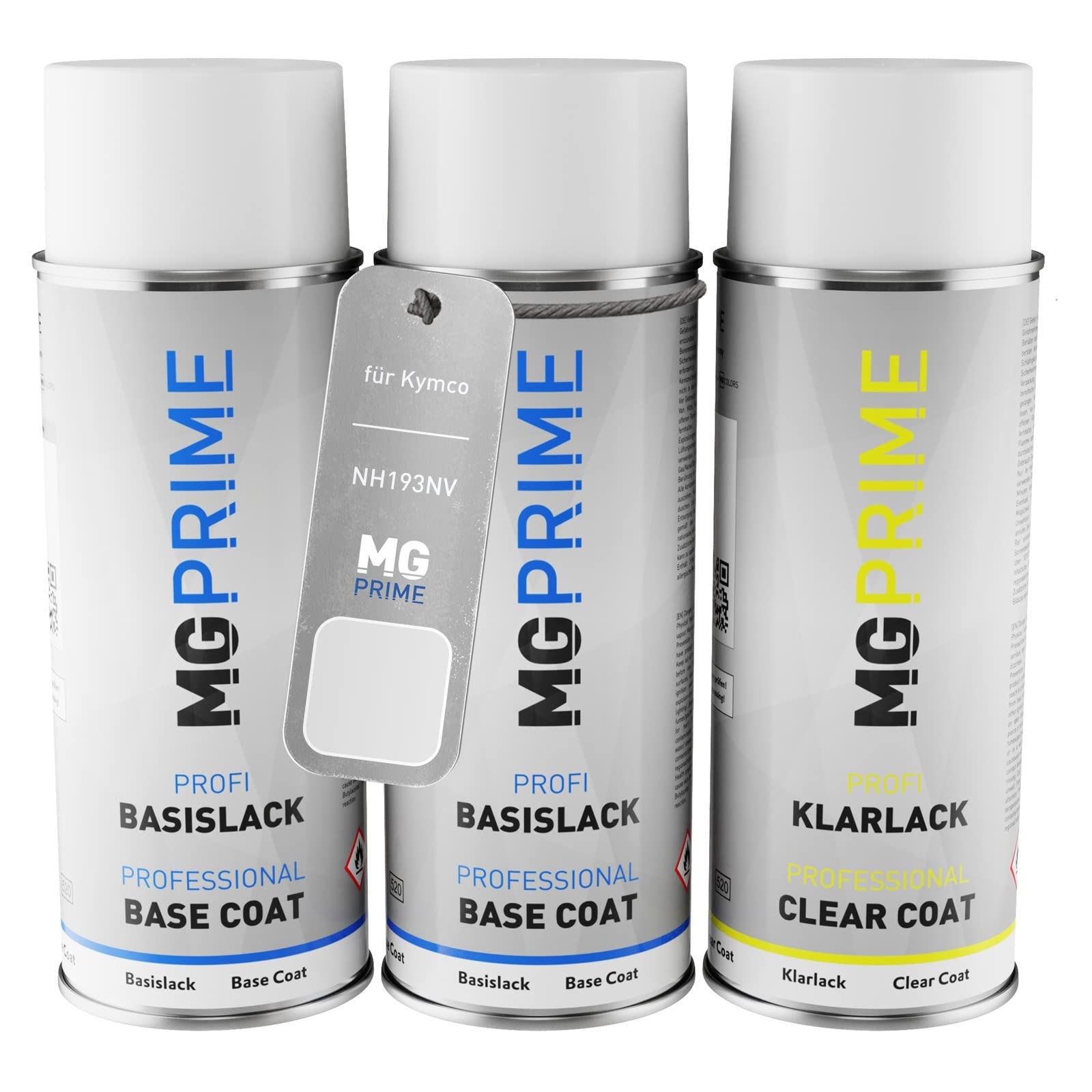 MG PRIME Vernice per moto Kit di bombolette a spruzzo per Kymco NH193NV Bianco Ice Pearl Bomboletta spray da 400ml di vernice di fondo vernice di base vernice trasparente