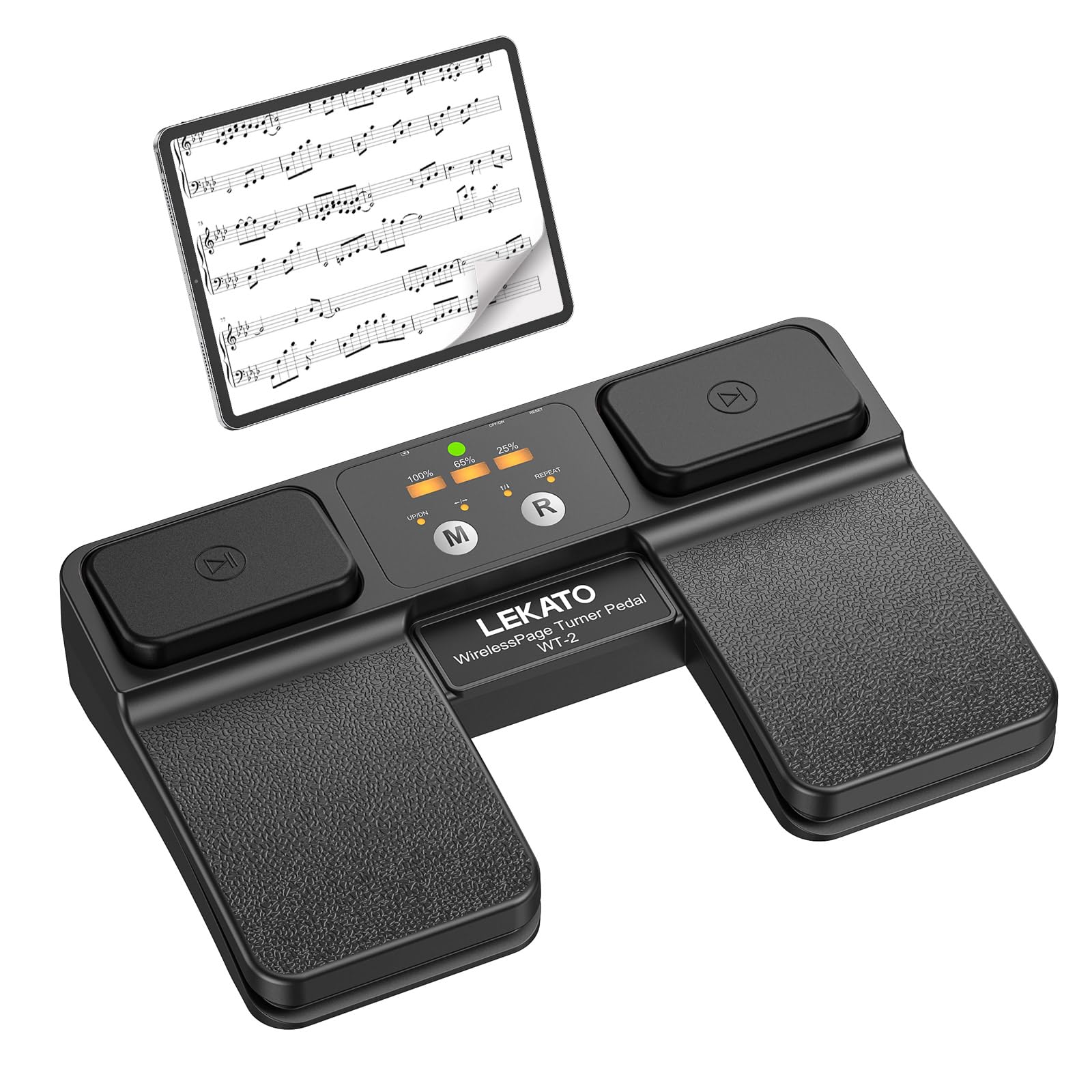 【2025 New Model】LEKATO Page Turner Bluetooth Wireless BGM Controllable Sheet Music Turning Pedal Long-lasting Rechargeable Foot Switch Compatible with iPad, Tablet, Smartphone, Windows