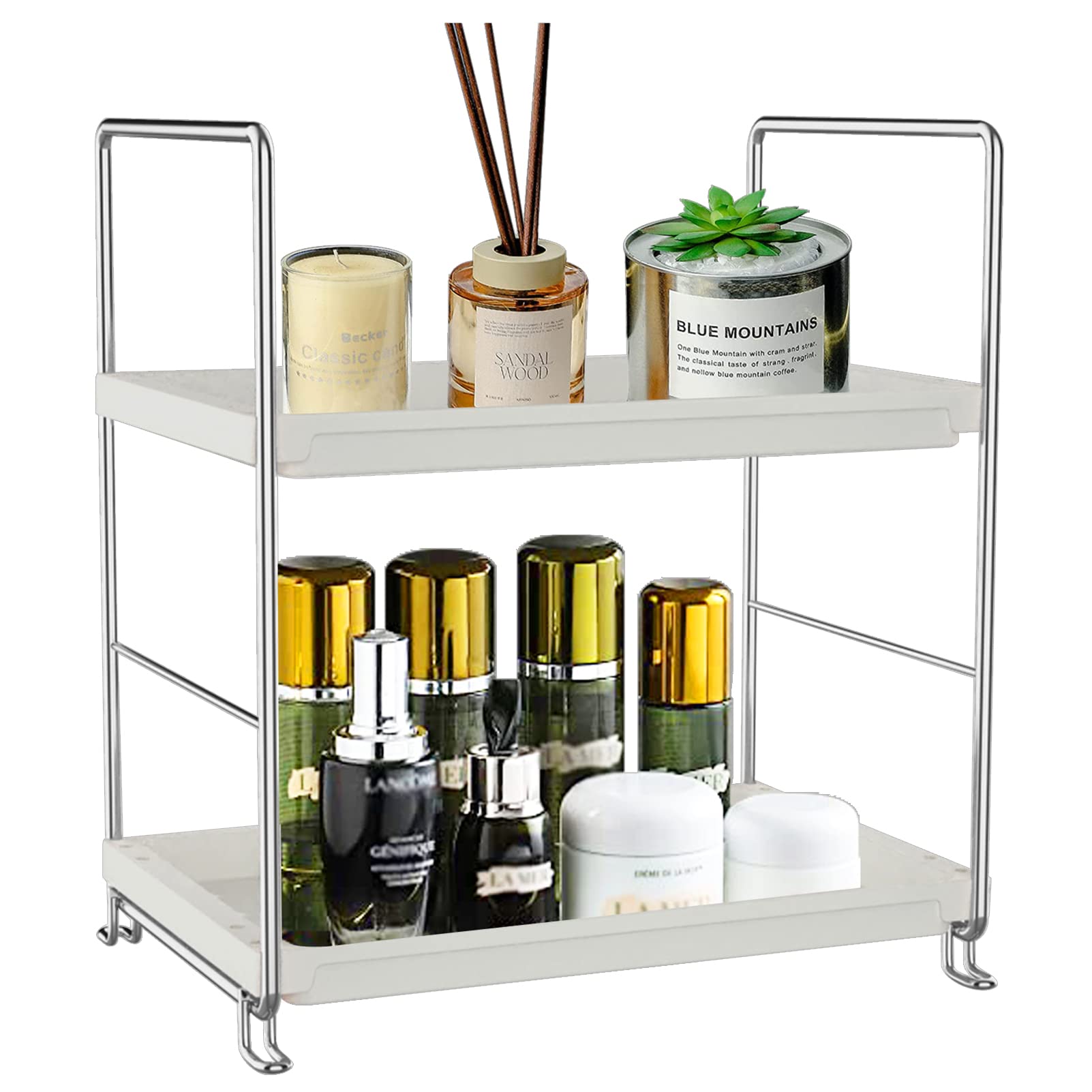 Sekepingo 2-Tier Kitchen Spice Rack Standing Shelf-Bathroom Countertop Organizer-Vanity Tray Cosmetic & Makeup Storage,Perfect Storage Shelf for