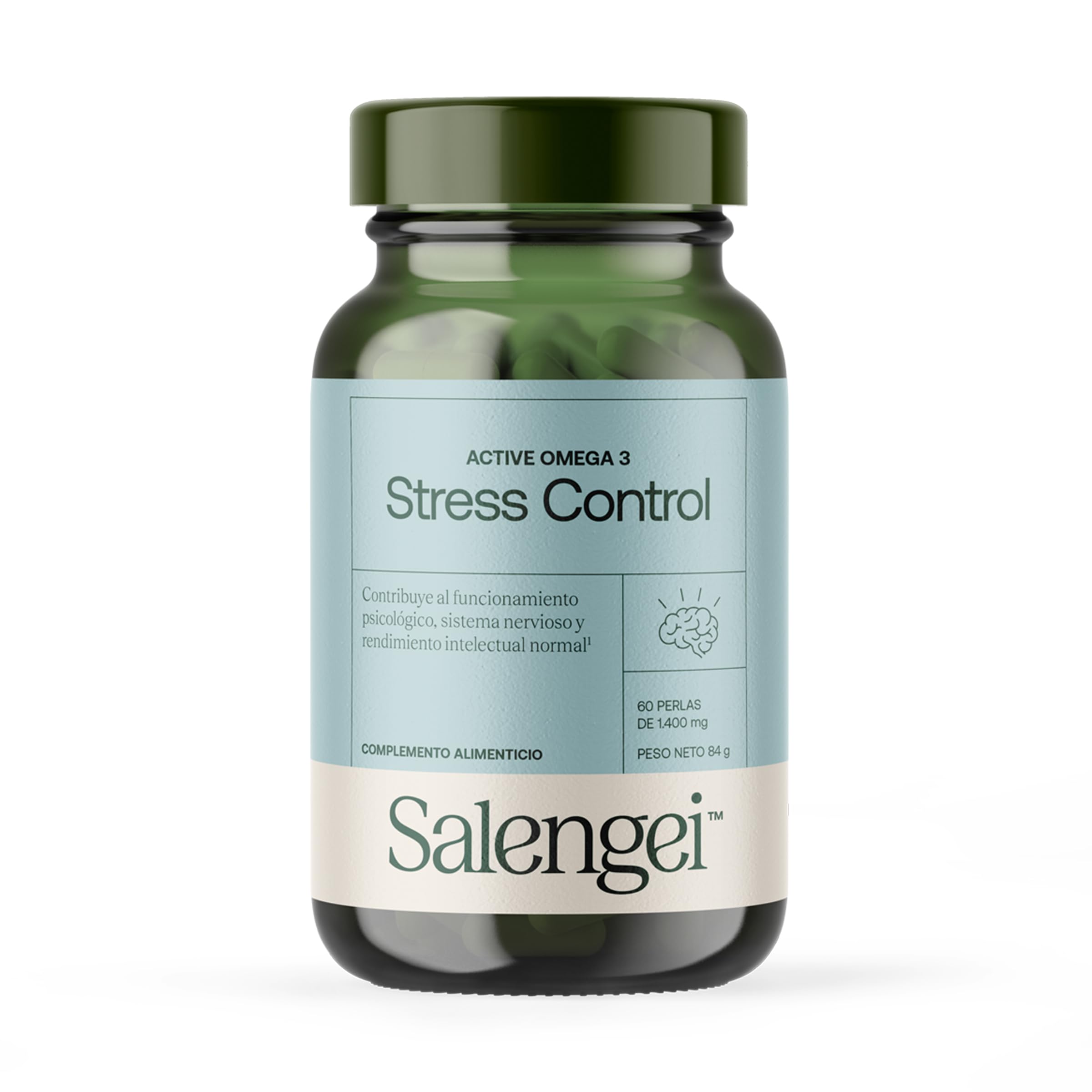 ACTIVE STRESS CONTROL – Apoyo natural frente al estrés y la fatiga emocional | Con Ashwagandha, Rhodiola, Omega-3, magnesio y vitaminas B | 60 perlas