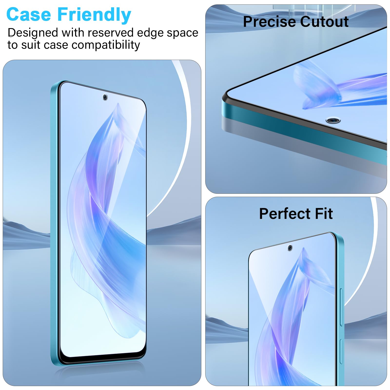 Kokio Vetro Temperato per Honor 90 Lite 5G, 3 Pezzi Durezza 9H Pellicola Vetro Protettiva Compatibile con Honor 90 Lite, Ultra Resistente, Facile da installare(6,7 Pollici)