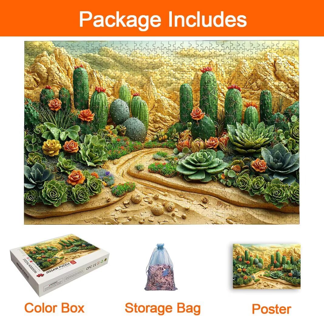 Puzzle Cactus, Puzzle 1000 Piezas, Rompecabezas, Regalo Mujer, Decor -8122
