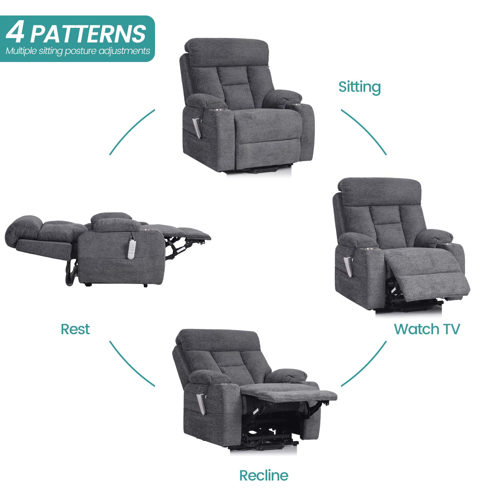 Buy Irene House 9181 Three Motor Lift Recliner Chairs for Elderly with