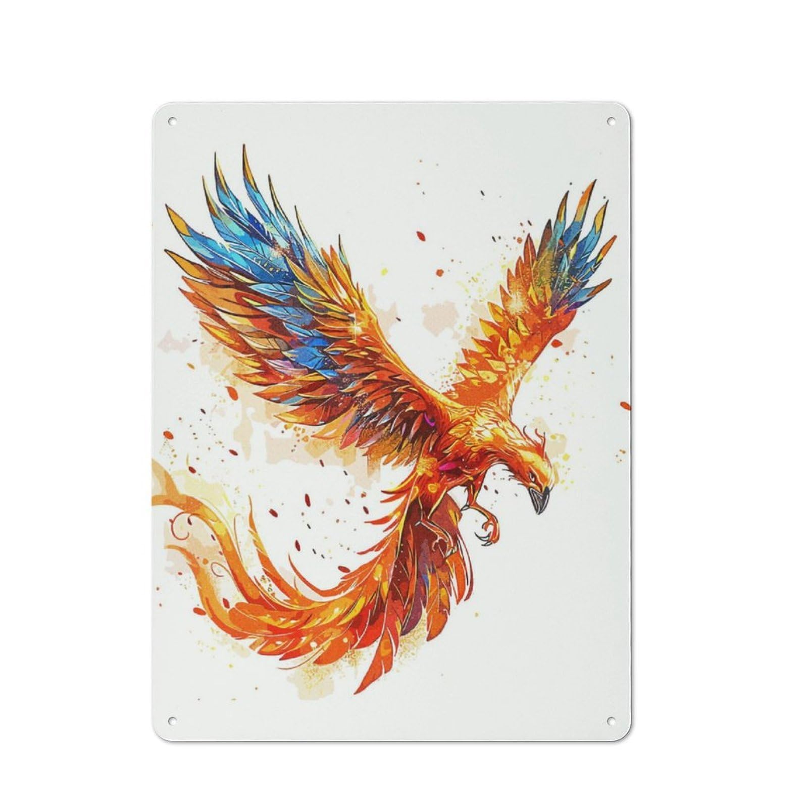 Junmoney Phoenix Minimalist Smart Tin Sign 40X30cm Featuring Office Wall Decor For Workspace, Cafe, Shop Or Desk Area