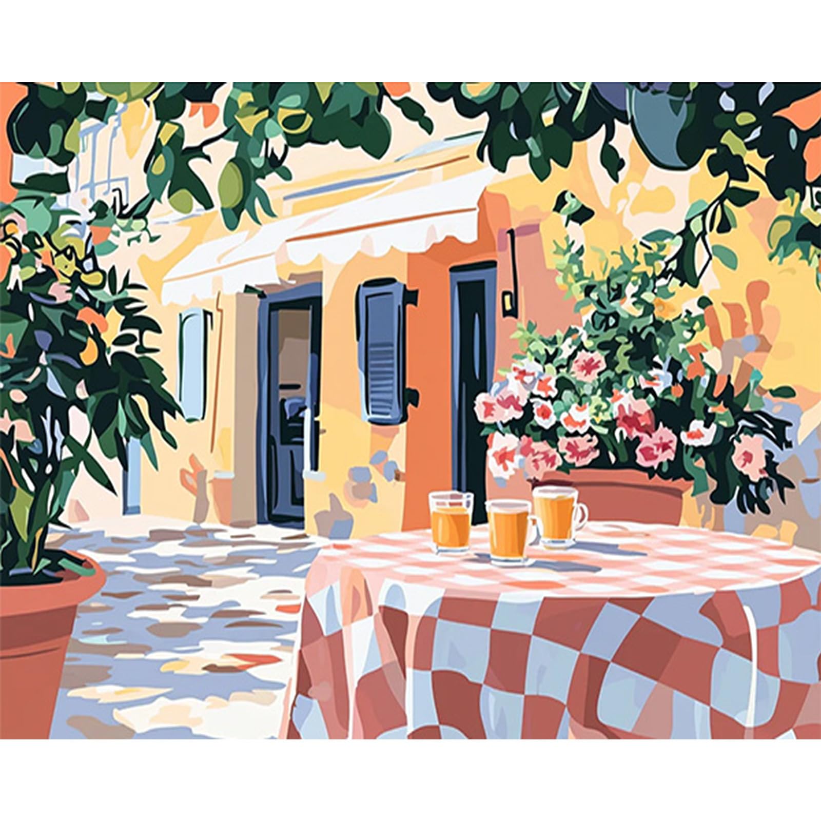 RICUVED DIY Landscapes Paint by Numbers for Adults, Flowers Adult Paint by Number Kits on Canvas Painting Brushes Acrylic Pigment Drawing Paintwork 12x16 in Without Frame