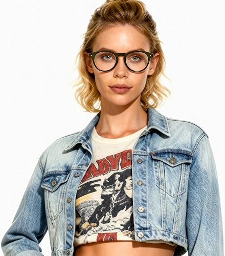 Miniatura 3 de 2SeeLife Large Round Reading Glasses for Men & Women – Premium TR-90 Blue Light Readers with Durable, Sturdy Oversized Frame, Green, +3.00 Verde
