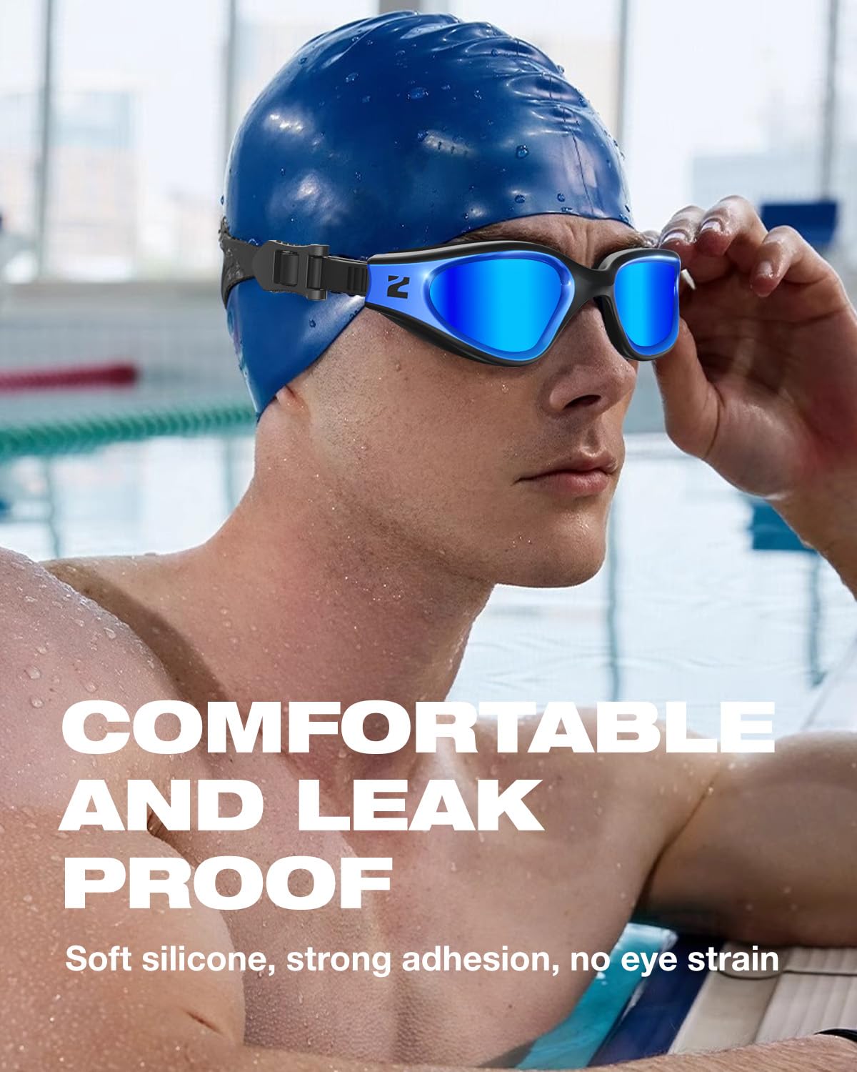 ZIONOR G1 Nava - Occhialini da nuoto unisex super anti-appannamento, lenti a specchio, colore: fumo brillante