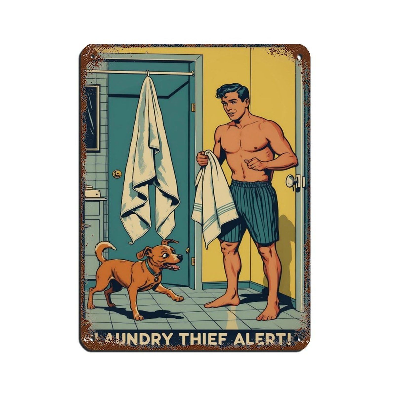 Poster vintage d'alerte aux voleurs pour décorer votre man cave bar de style garage et café