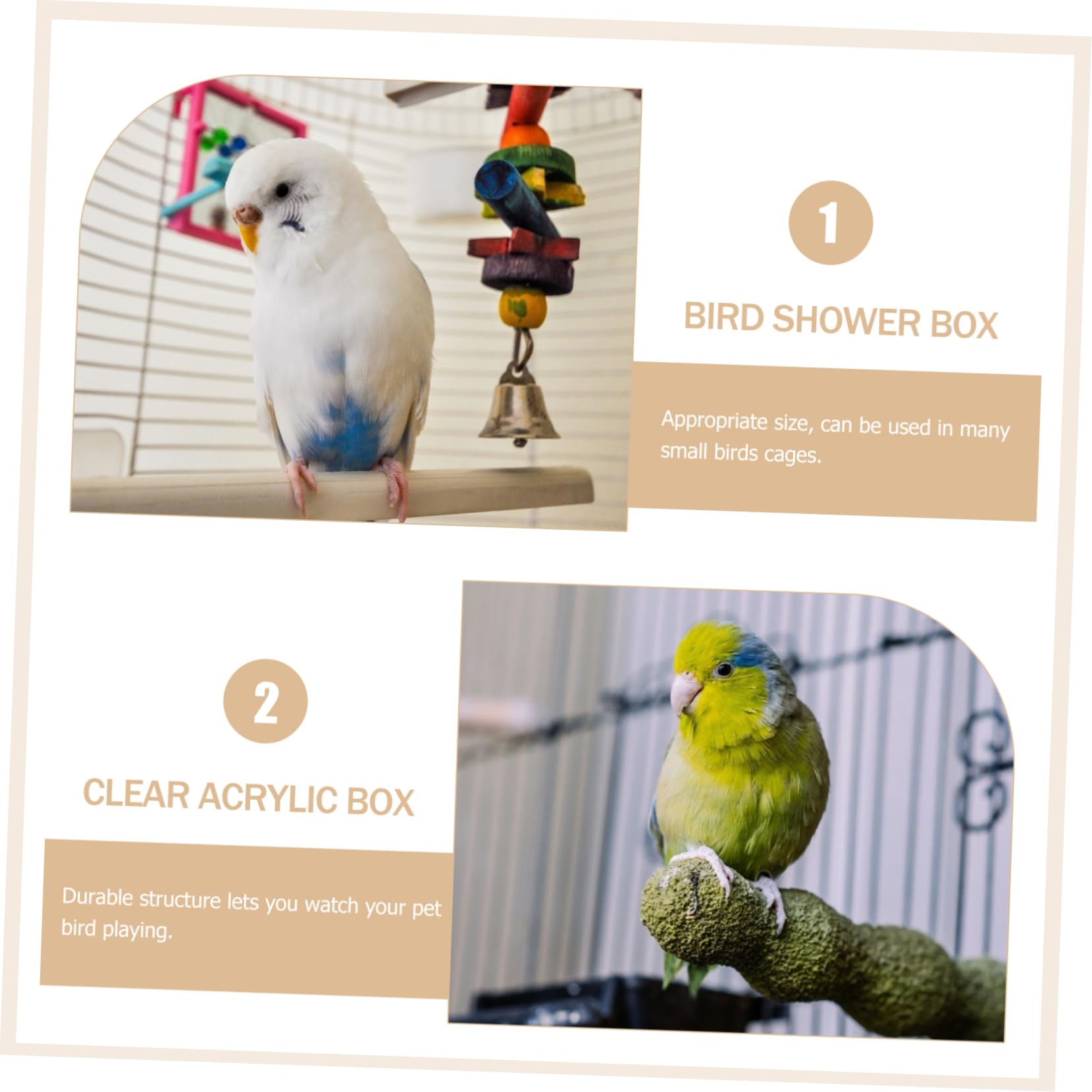 Acryl Vogel Duschbox für Papageien und Vögel, Stabile Kasten
