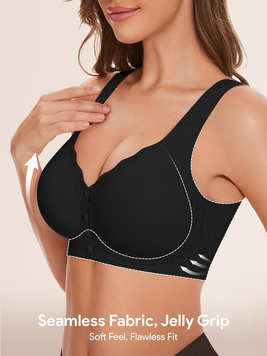 Seamless Bras for Women, Front Closure Post Surgery Mastectomy Recovery Jelly Soft Comfort Support Bralettes,1 or 3 pcs