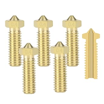 IdeaFormer 5 Pieces Brass Volcano Nozzle 0.4 mm 3D Printer Nozzles Nozzle Volcano Set for Volcano Hotend for Artillery Sidewinder X1/X2/Genius for Anycubic Vyper/Kobra Plus/Kobra Max Replacement Parts