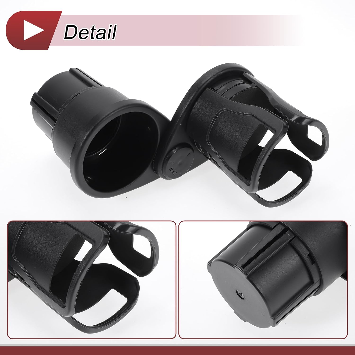 1 Pc for Most Vehicles 2 in 1 Car Cup Holder 360° Rotating Additional Cup Holder Extender 186x85x66mm Matte Black ABS