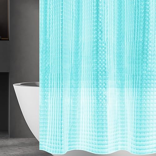 Miniatura 8 de Cortina de ducha de plástico 3D rosa rubor, 72 x 72 pulgadas, cortina interior de plástico fino y ligero con ojales metálicos inoxidables e imanes