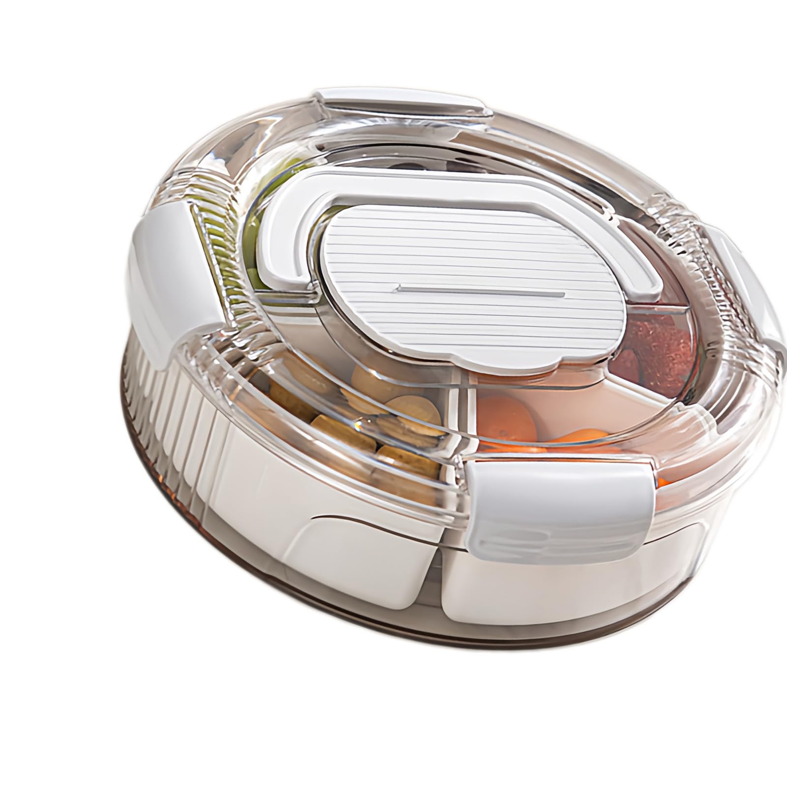 Rotating Candy with Divided Compartments and Handle Snacks Box Organizers Serving Tray for Parties Candy Container Dustproof Snackle Container