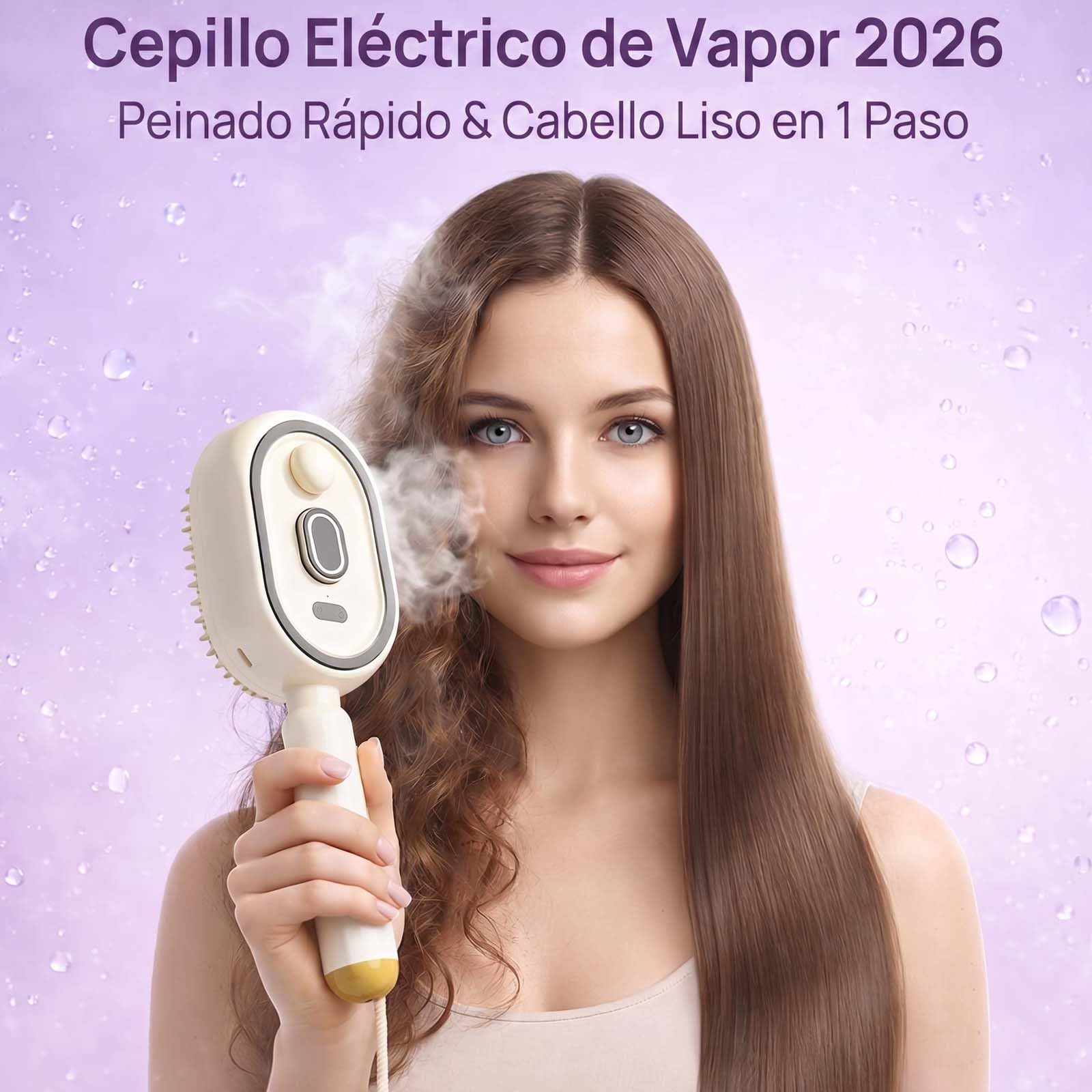 2026 Cepillo Alisador Con Vapor,Electric Spray Air Cushion Massage Comb,Electric Steam Brush For Hair,Rechargeable Detangling Steam Brush For Short Hair, Reduce Frizz, Nourishes Hairs (Purple)