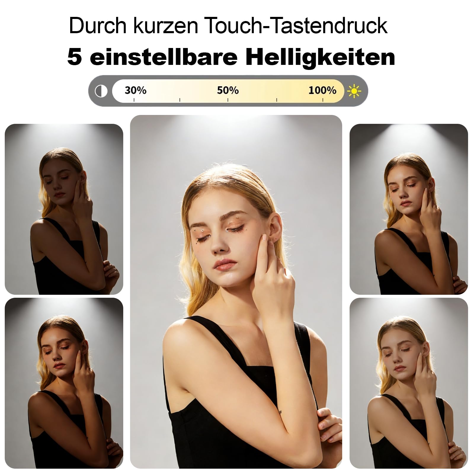 LED Schminktisch Beleuchtung 2 Packungen, Dimmbar Vanity Mirror Licht für Schminktisch Lampe, 4000mAH Wiederaufladbar Spiegel Beleuchtung Ohne Kabel
