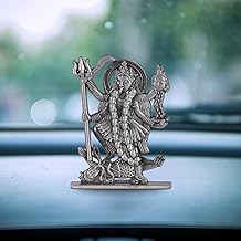 BUC Mahakali Maa Both Side 2D Idol for Car Dashboard – Oxidized Black & Silver Finish Powerful Kali MATA Murti for Devotional Travel (S970-OXI)