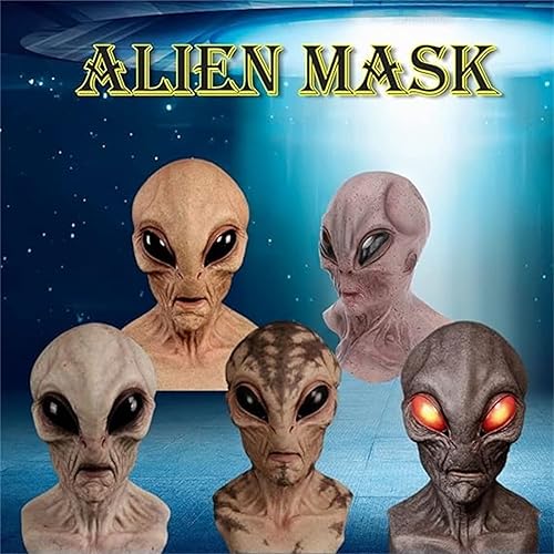 Miniatura 2 de Máscara de alienígena OVNI realista en 3D, Scarry para Halloween, de látex visible, cubierta para la cabeza, novedad, accesorio para fiesta de
