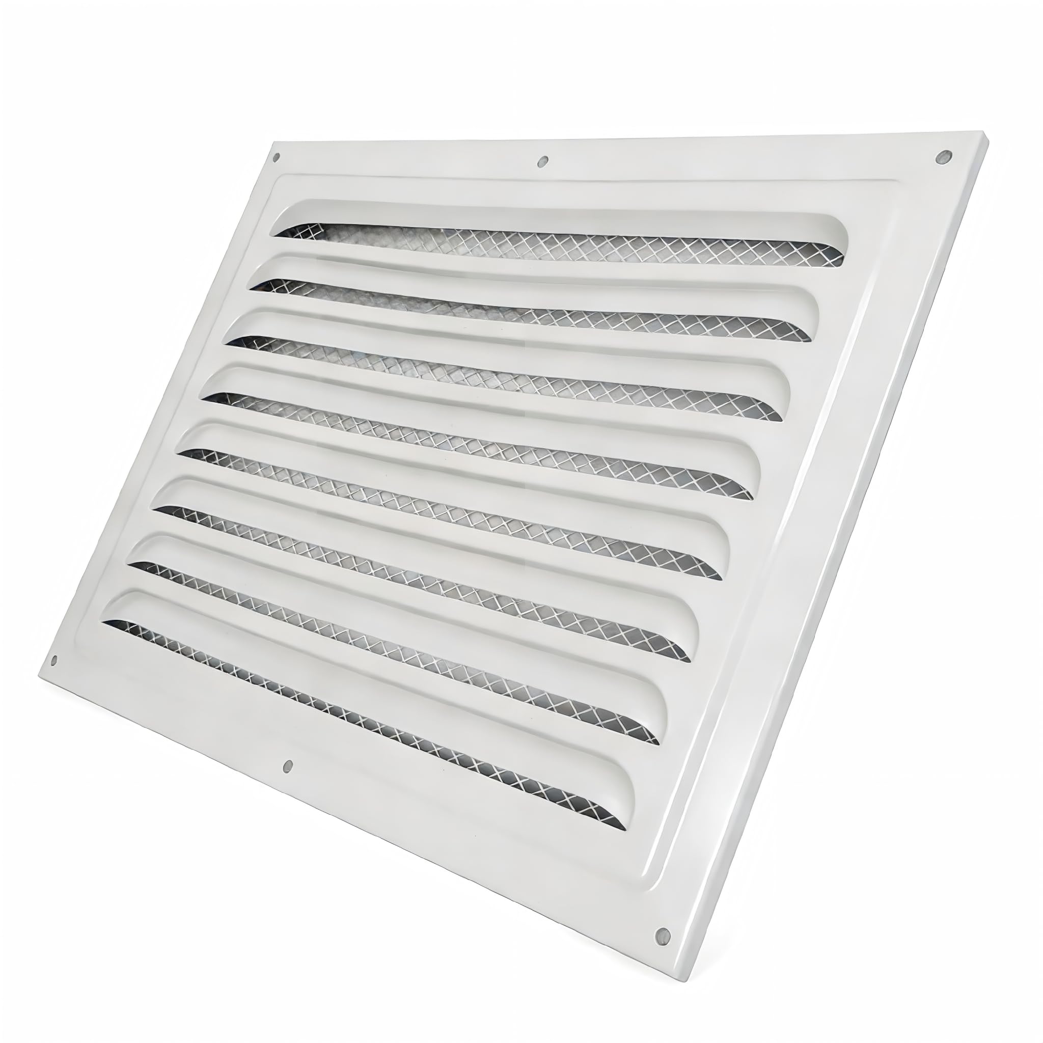 Air Vent Cover 12" x 8" Inch / 300 x 200 mm Metal Air Vent Grille Cover with Insect Protection Mesh for Walls Ceilings Sidewall Outdoor and Indoor Use (White)
