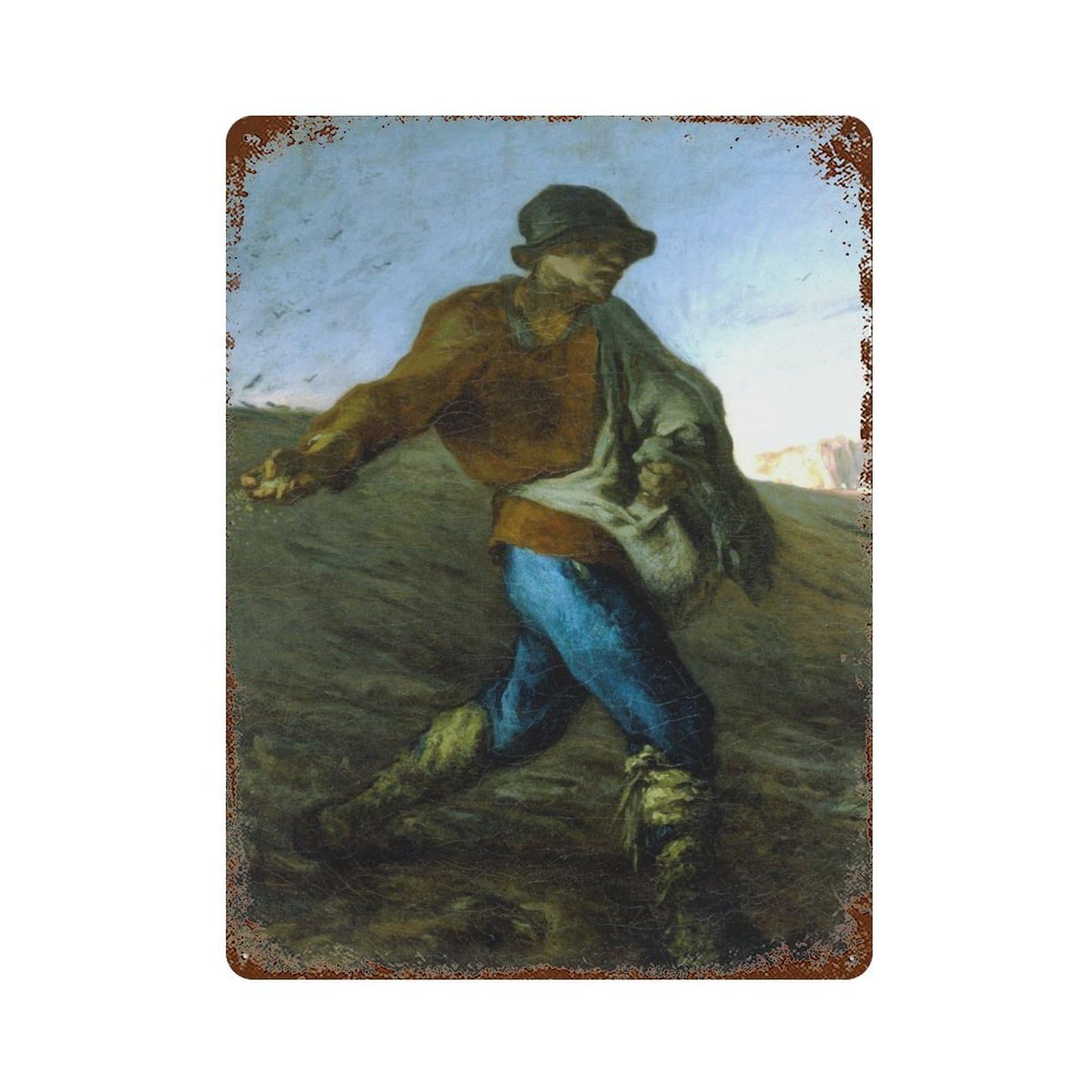 The Sower by Millet Vintage Rust Metal Sign 15.7"x11.8", Farmhouse Wall Decor for Garage, Pub Or Kitchen