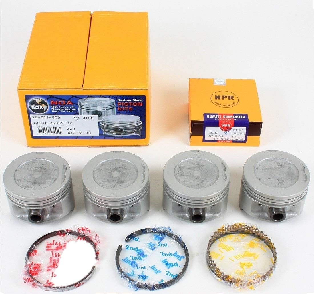 NPR Piston Set with rings compatible with Toyota 4Runner Celica 22R 22REC 1985-95. Your Choice of over sizes!! (.030 Bore 92.75mm)