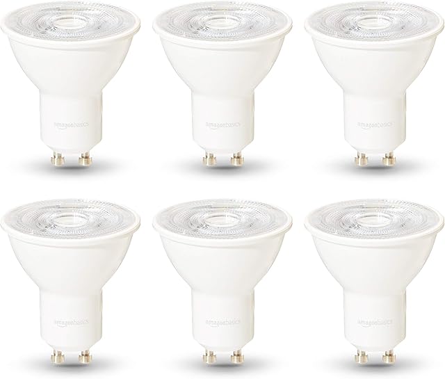 Amazon Basics Professional LED GU10 Spotlight Bulb, 35W equivalent, Cool White, Dimmable - Pack of 6