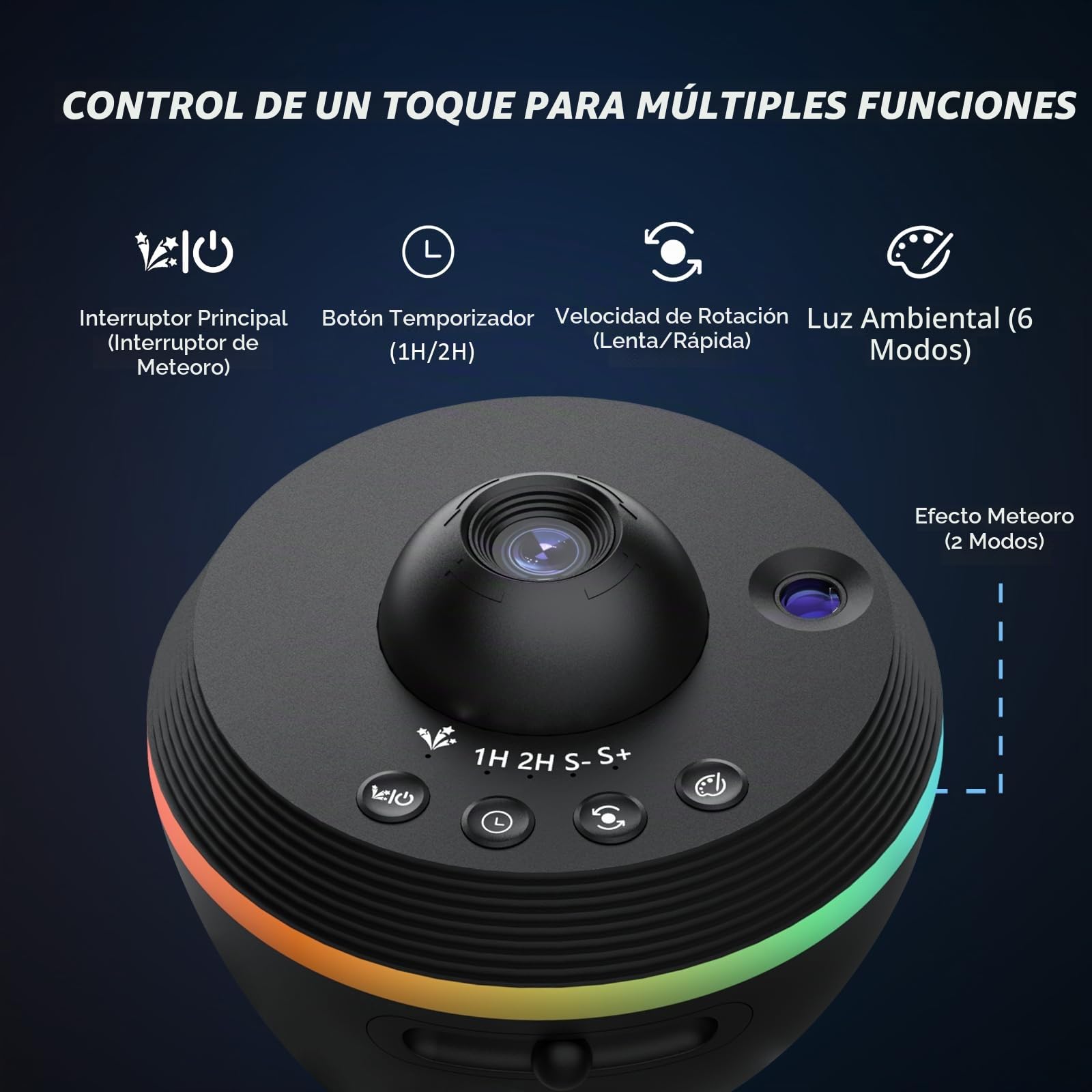 Proyector de estrellas, proyector de estrellas, planetario, luz de noche, luz de techo, espacio, cielo estrellado, con tira de luz, meteorito, proyector Galaxy Star, para niños, dormitorio