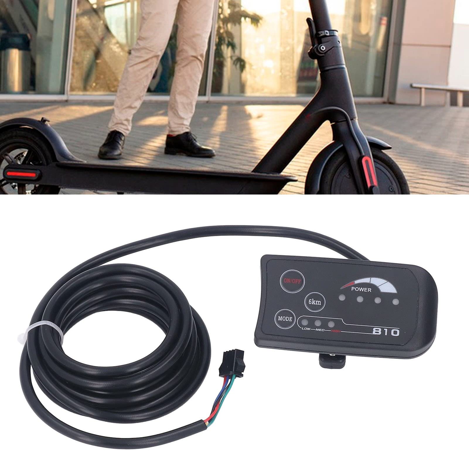 Astibym Electric Bike Control Panel, Gear Memory FunctionElectric Bike S810 LED Panel Plug for Modification for Scooters