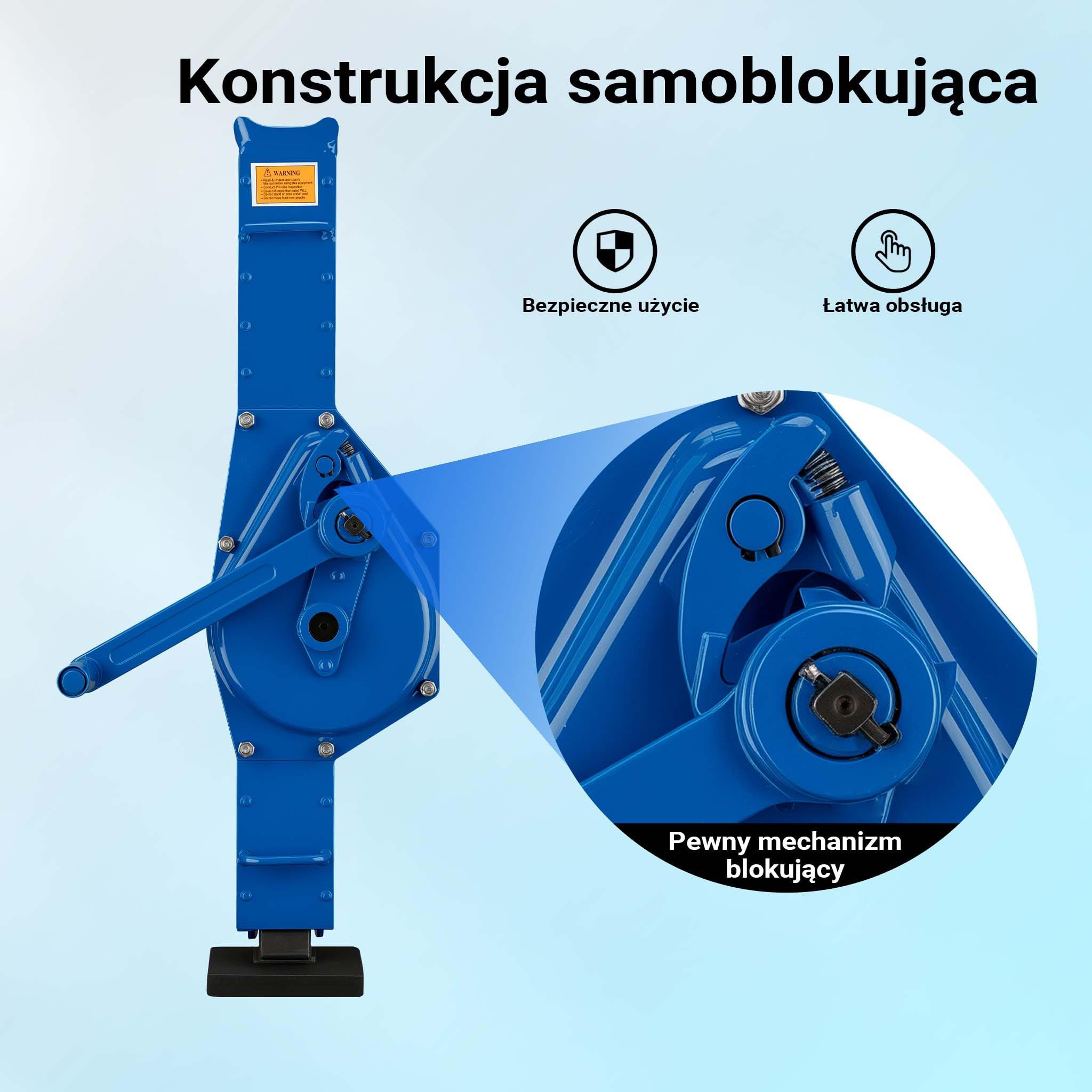 Wiltec Podnośnik kolejowy korbowy 3000kg o wysokości 725mm wysokość podnoszenia 350mm stalowy