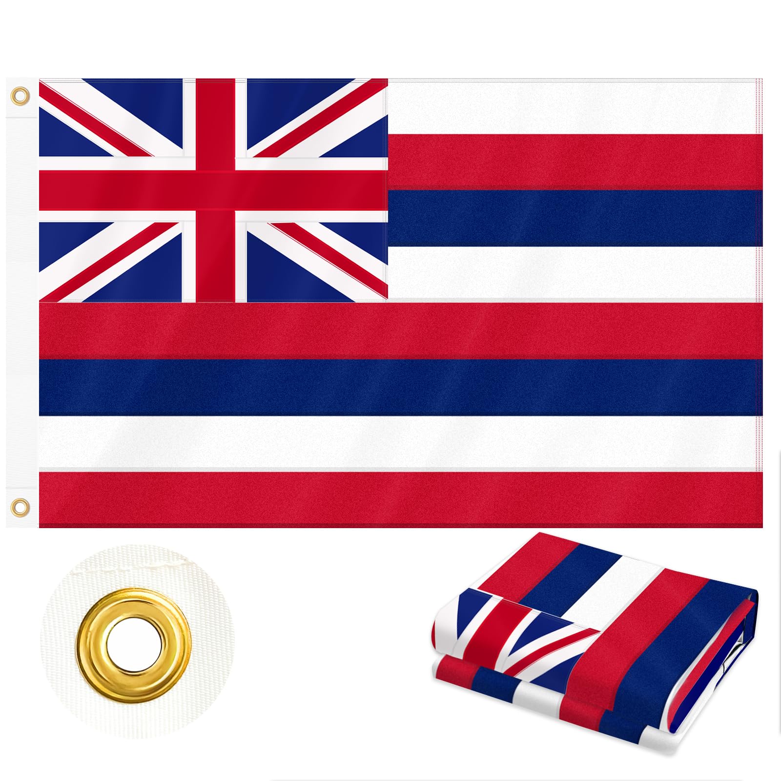 Hawaii Flag 3x5 FT Outdoor, HI Flag Sewn Stripes Heavy Duty Outside