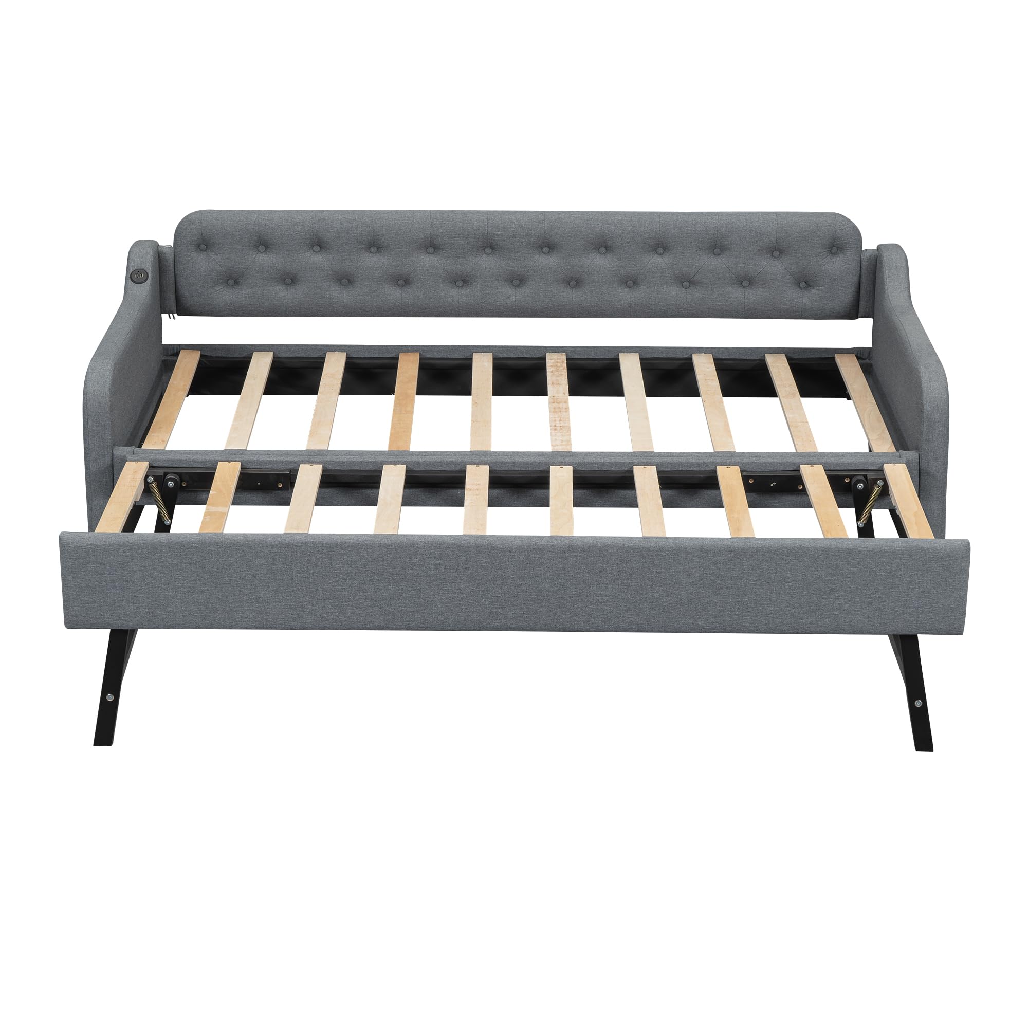 Sofá Cama de 90×200 cm con Cama abatible y USB (Gris, sin colchón), sofá Cama con Superficie para Dormir extraíble – Diseño Moderno 2 en 1 con práctico Puerto USB