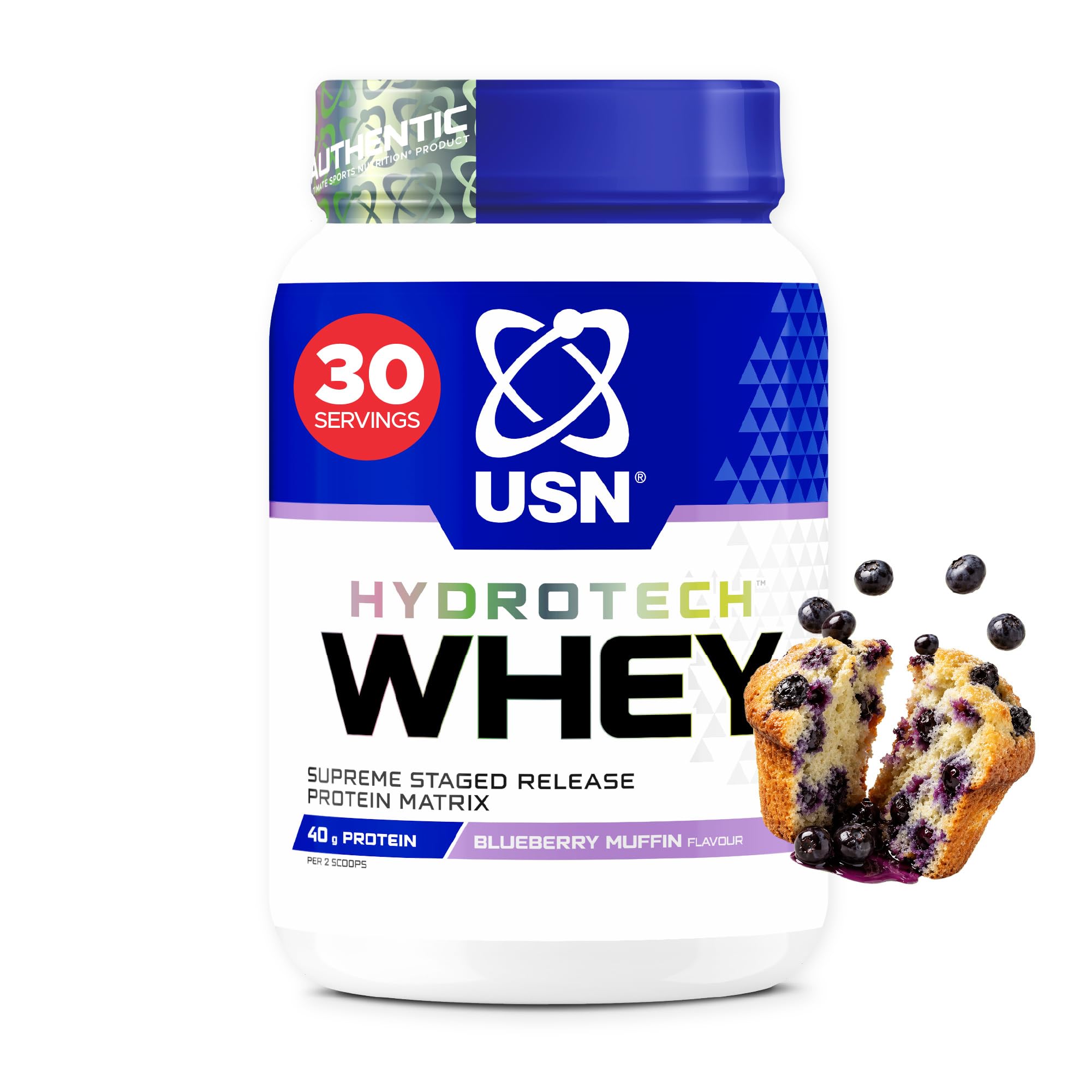 USN Hydrotech Whey Protein Powder | 900g - 30 Servings | Blueberry