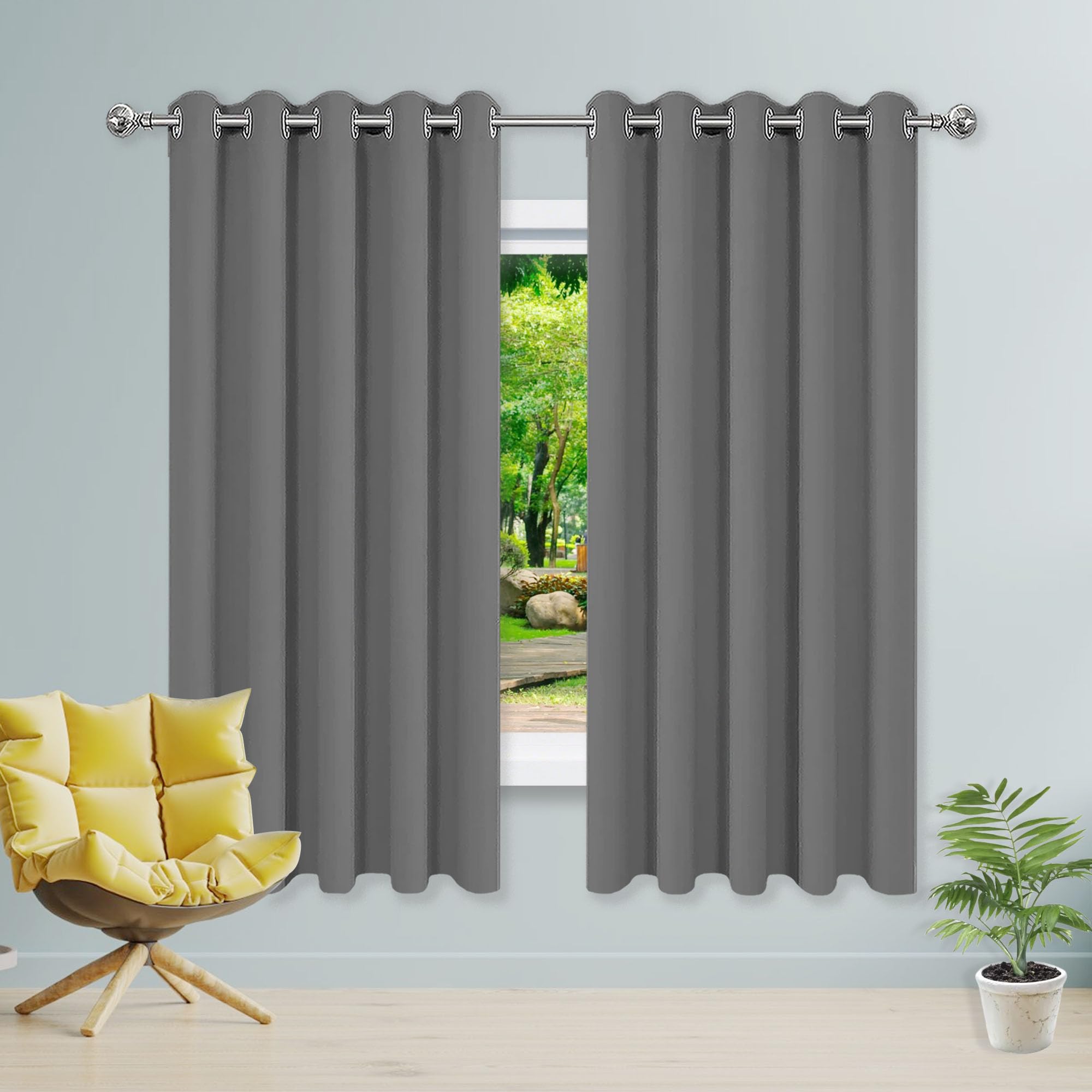 Verdunklungsvorhänge Blickdicht 170 x 235 cm Thermogardine Kälteschutz Warm Hitzeschutz Gardine Vorhang mit Ösen Vielen Farben Und Größen für Wohnzimmer, Dunkelgrau
