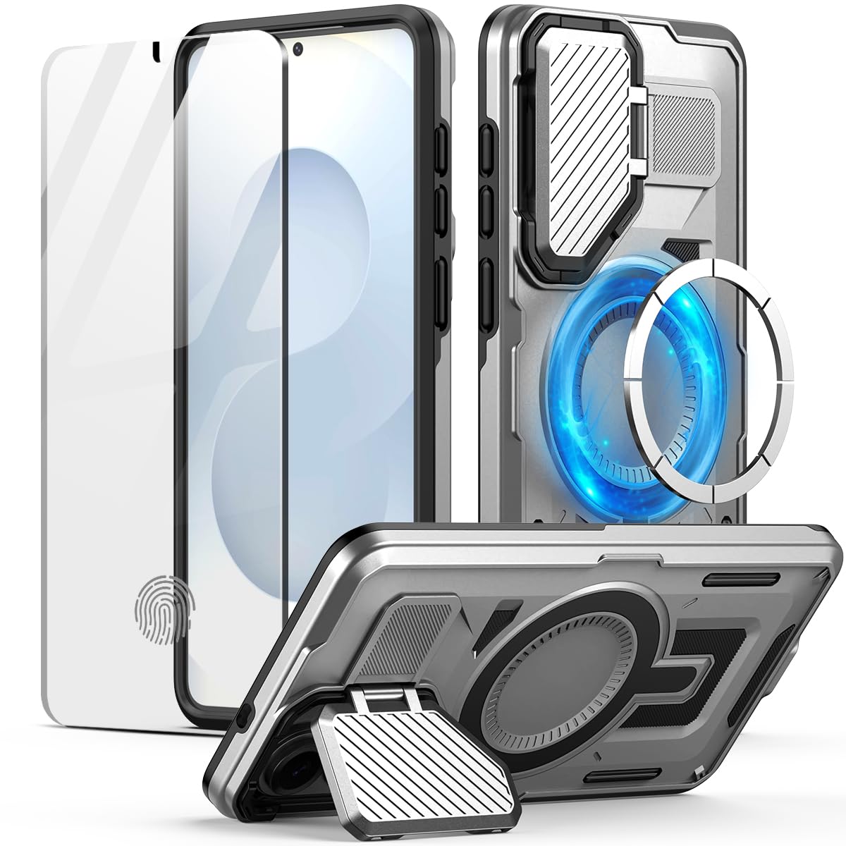 MMHUO for Samsung S25 Edge Case with Adjustable Camera Protector & Screen Protector,[Compatible with MagSafe] [Military Grade Protection] Shockproof