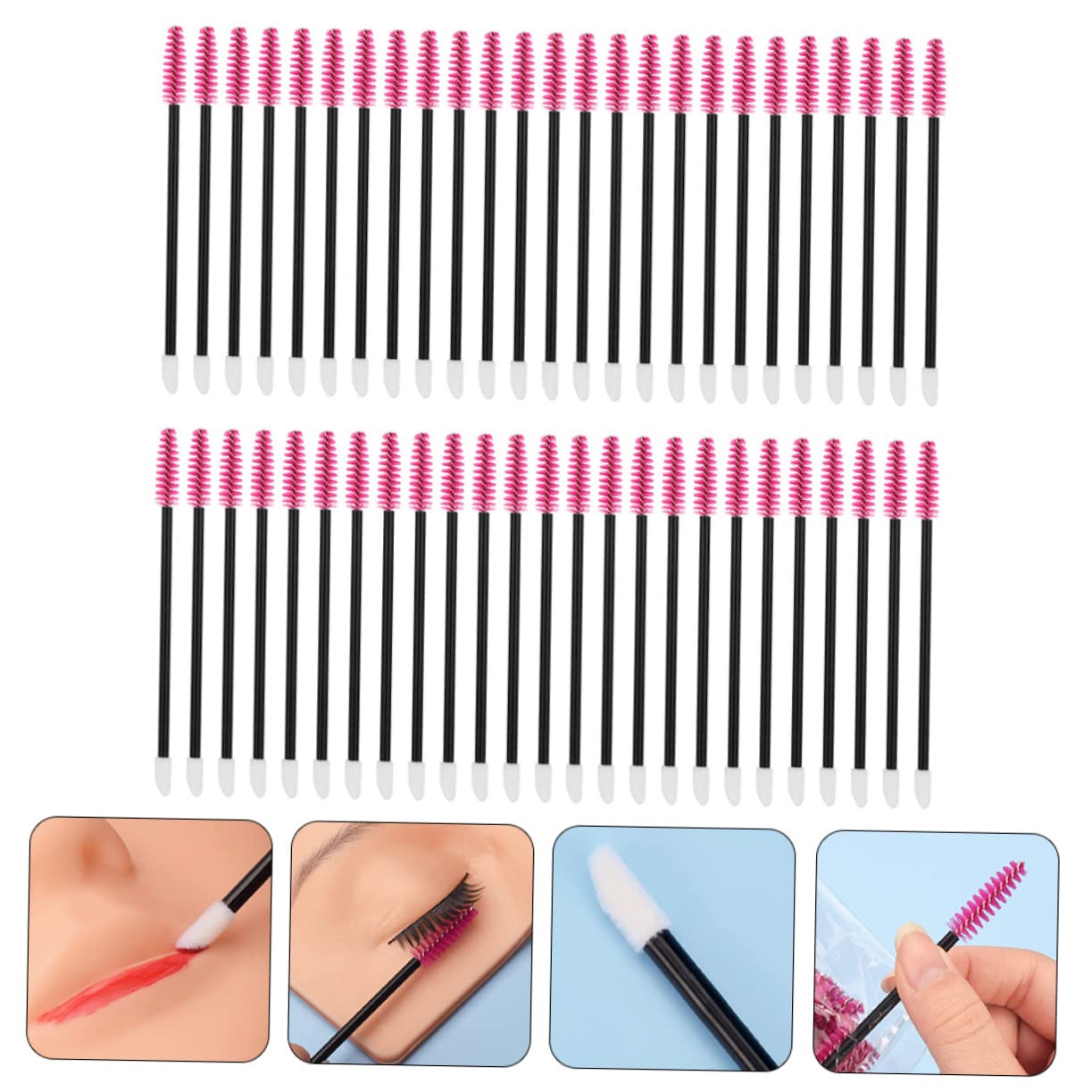 Gogogmee 50pcs Disposable Lash Wands Brow Brush Easy to Carry for Travel Home Use