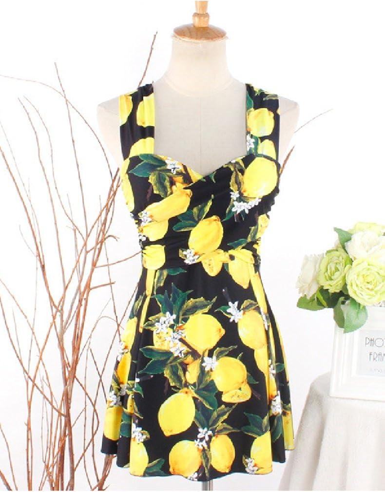 Amazon レディース水着 大きいサイズ ワイヤー入り ワンピース レモン柄 4xl 5xl 5xl ワンピース 通販