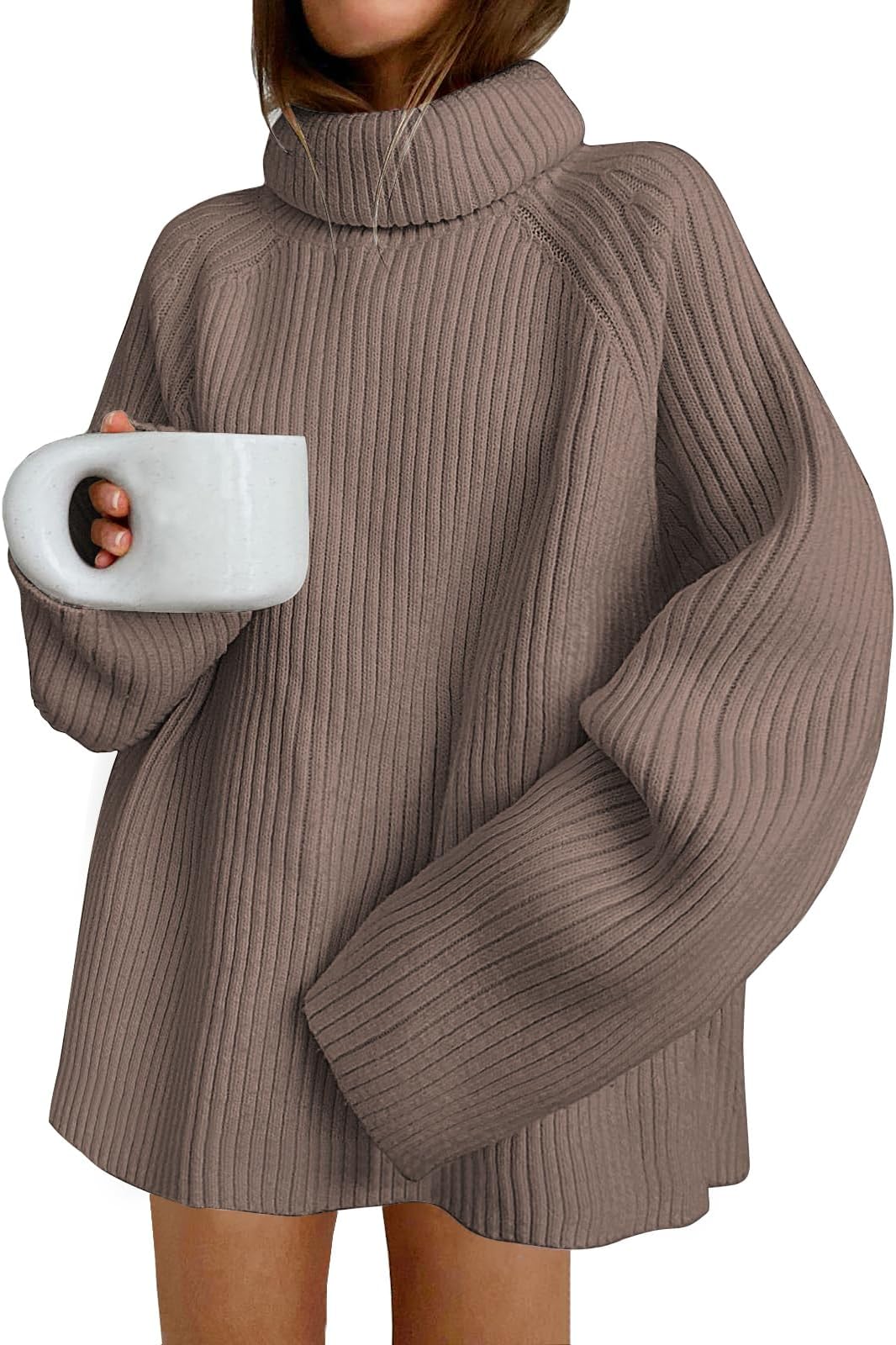 LILLUSORYWomens Turtleneck Oversized Chunkys Dress Long Knit Cashmere Tunic Pullover Chunky Fall Trendy 2025