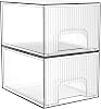 DCA 2 Pack Clear Stackable Storage Drawers, 4 Tall Acrylic Bathroom Makeup Organizer,Plastic Storage Bins For Vanity, Undersink, Kitchen Cabinets, Pantry, Home Organization