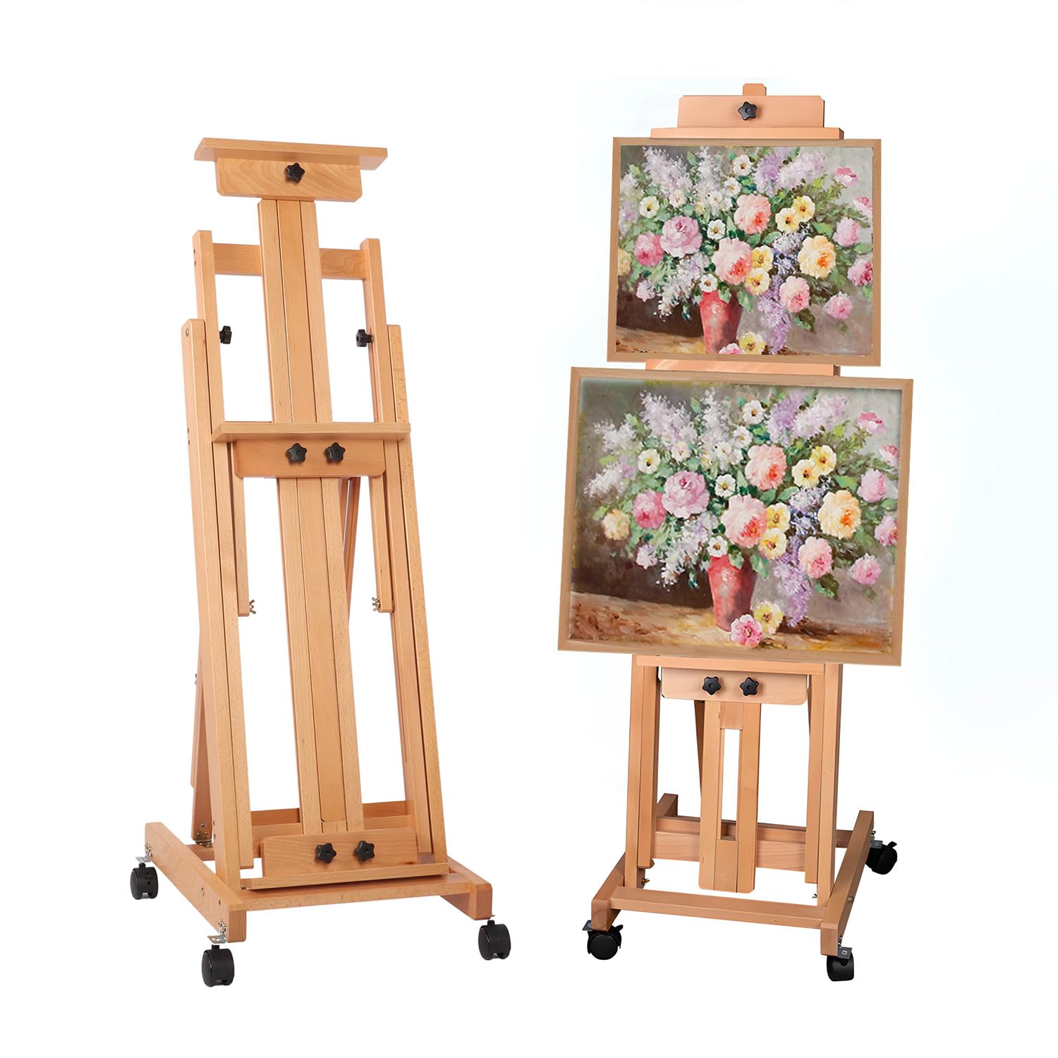 tonchean H Frame Easel Collapsible Easel Stand for Painting Adjustable Artist Easel Stand with Wheels for Adult Studio Home Outdoor Painting Hold 1 or 2 Canvas up to 190 cm