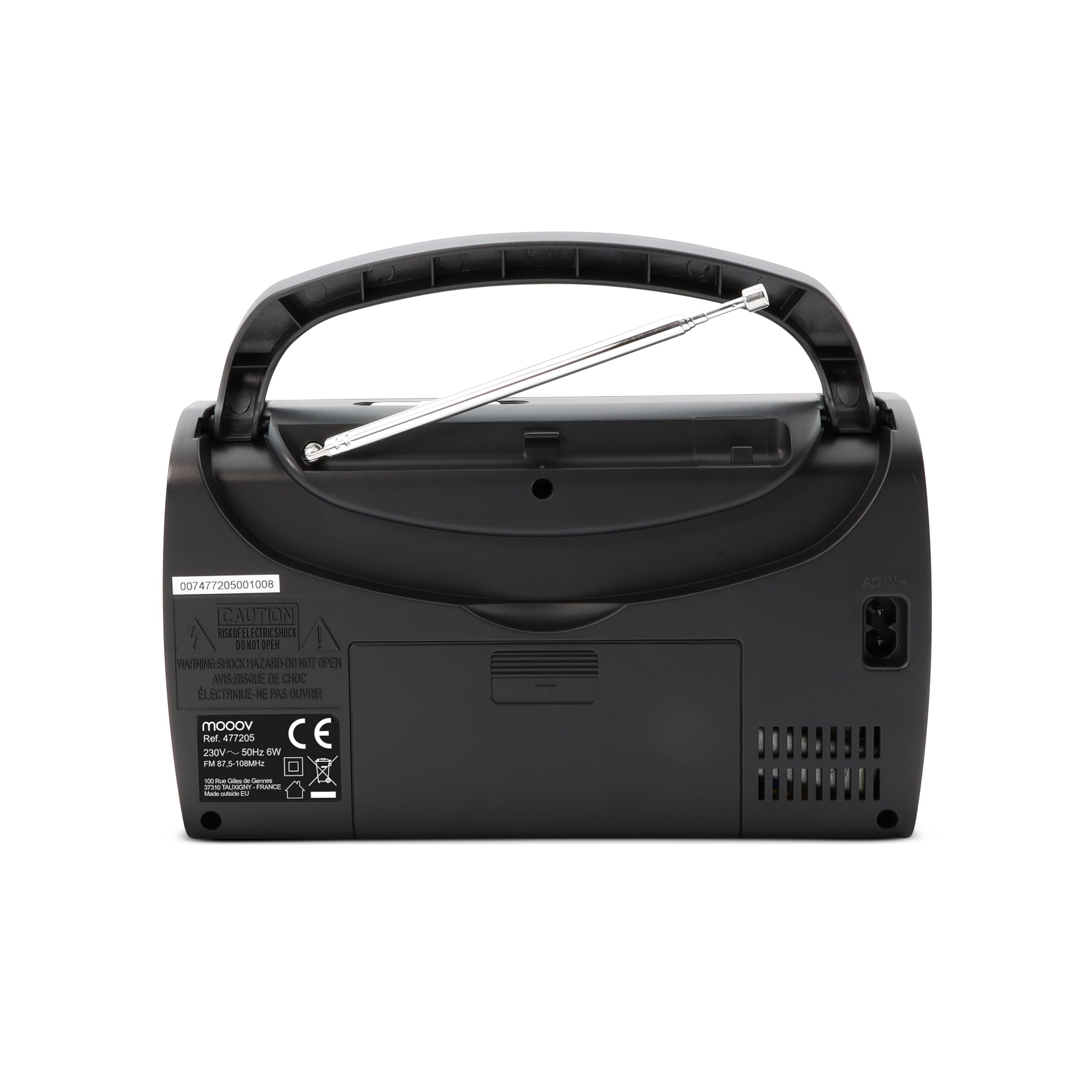 Metronic 477205 - Radio portátil, Radio Am/FM, Pantalla Digital, Alarma Opcional, Color Negro.
