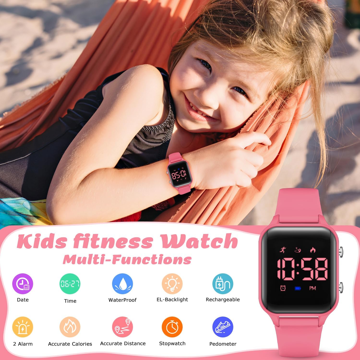 L LAVAREDO Kids Digital Watches for Boys Girls,Waterproof Sport Watch with Pedometer Stopwatch Vibration Alarm for Ages 5-13,No App Fitness Tracker Watch for Kids Teens Birthday Christmas Gifts - Image 6