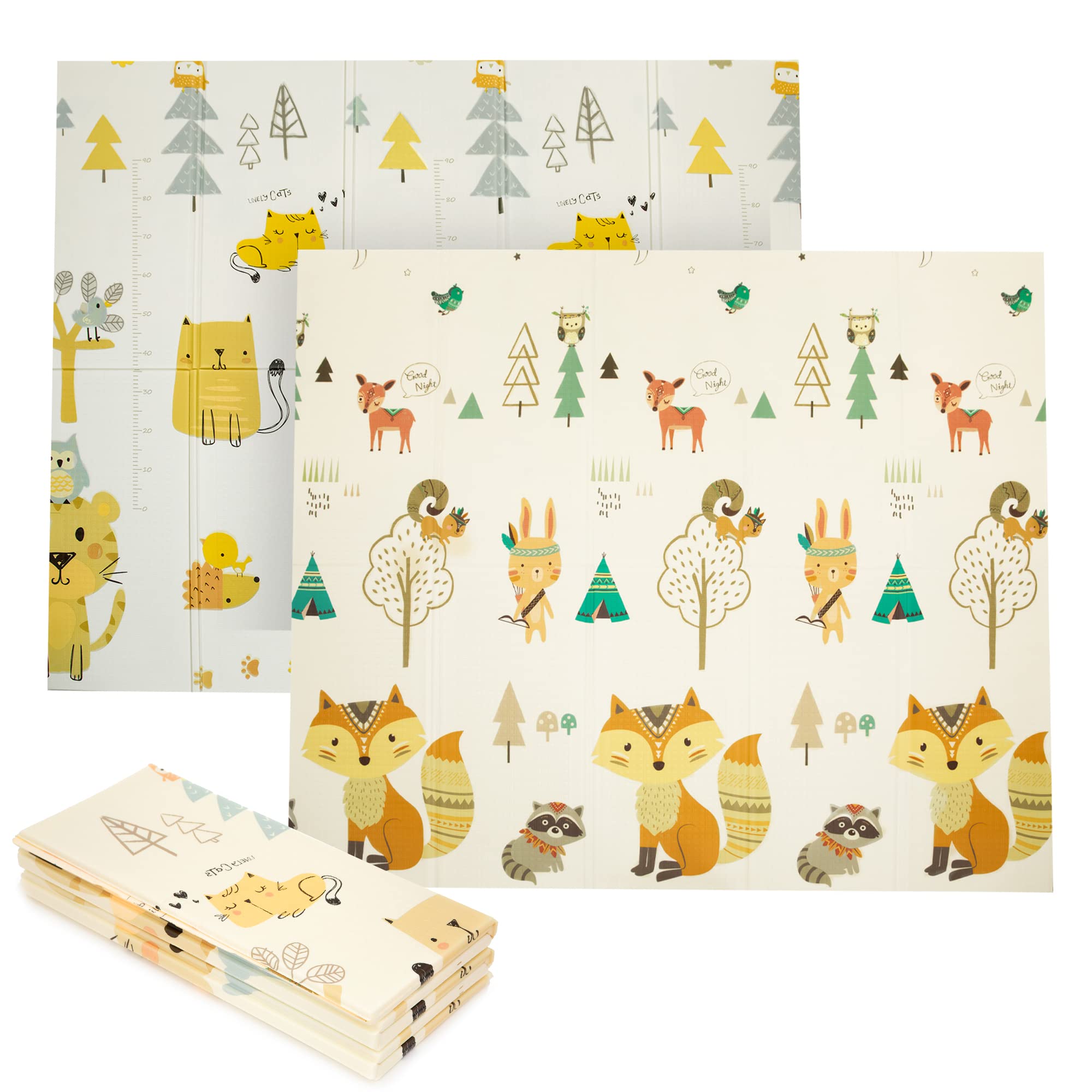 Trendcool Alfombra Bebe Acolchada Plegable. Colchoneta bebe suelo. Suelo Goma Eva 1,8/1,5x2m. Alfombra bebe. Alfombra Infantil. (animales 1cm)