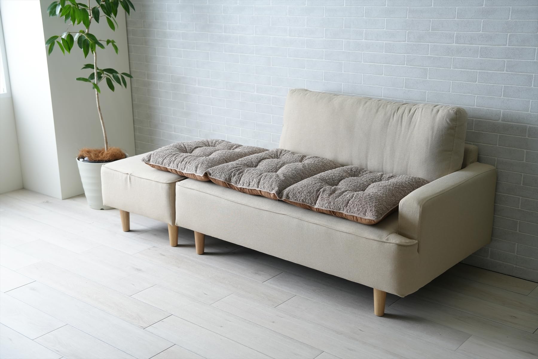 イケヒコ クッション 座布団 無地 ジャガード シート ラクーサ ベージュ 約50×150cm フリー ベーシック ふわふわ 国産 日本製 洗える シンプル #1211860025701