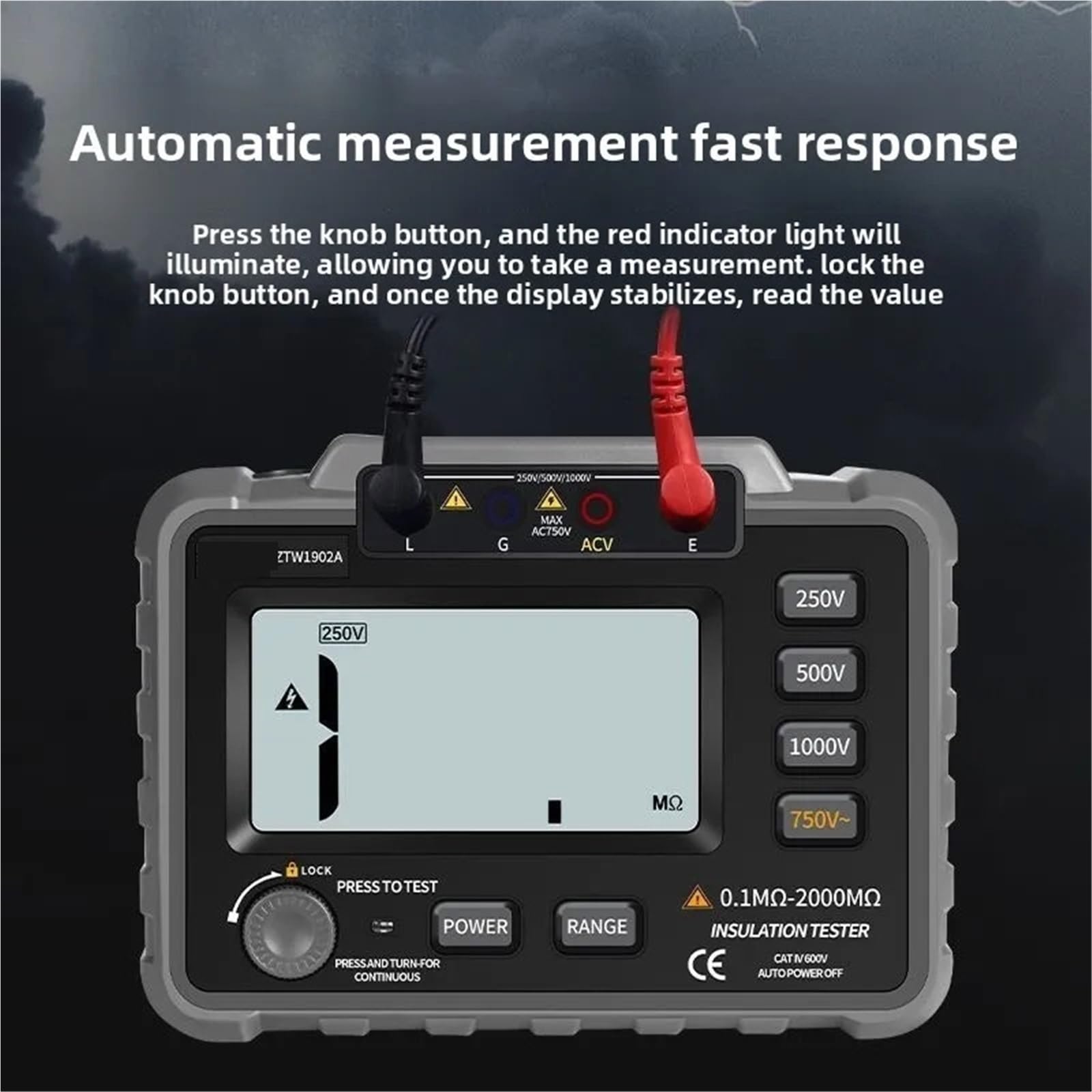 Analizzatore di reti elettriche, Misuratore elettronico di scossa ad alta tensione 500V elettrico resistenza 1000V Tester isolamento 2500V
