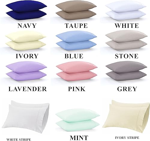 Miniatura 3 de ShanDreamz - Fundas de almohada de percal 100 algodón algodón puro fresco transpirable suave fundas de almohada a granel para dormitorio grande y