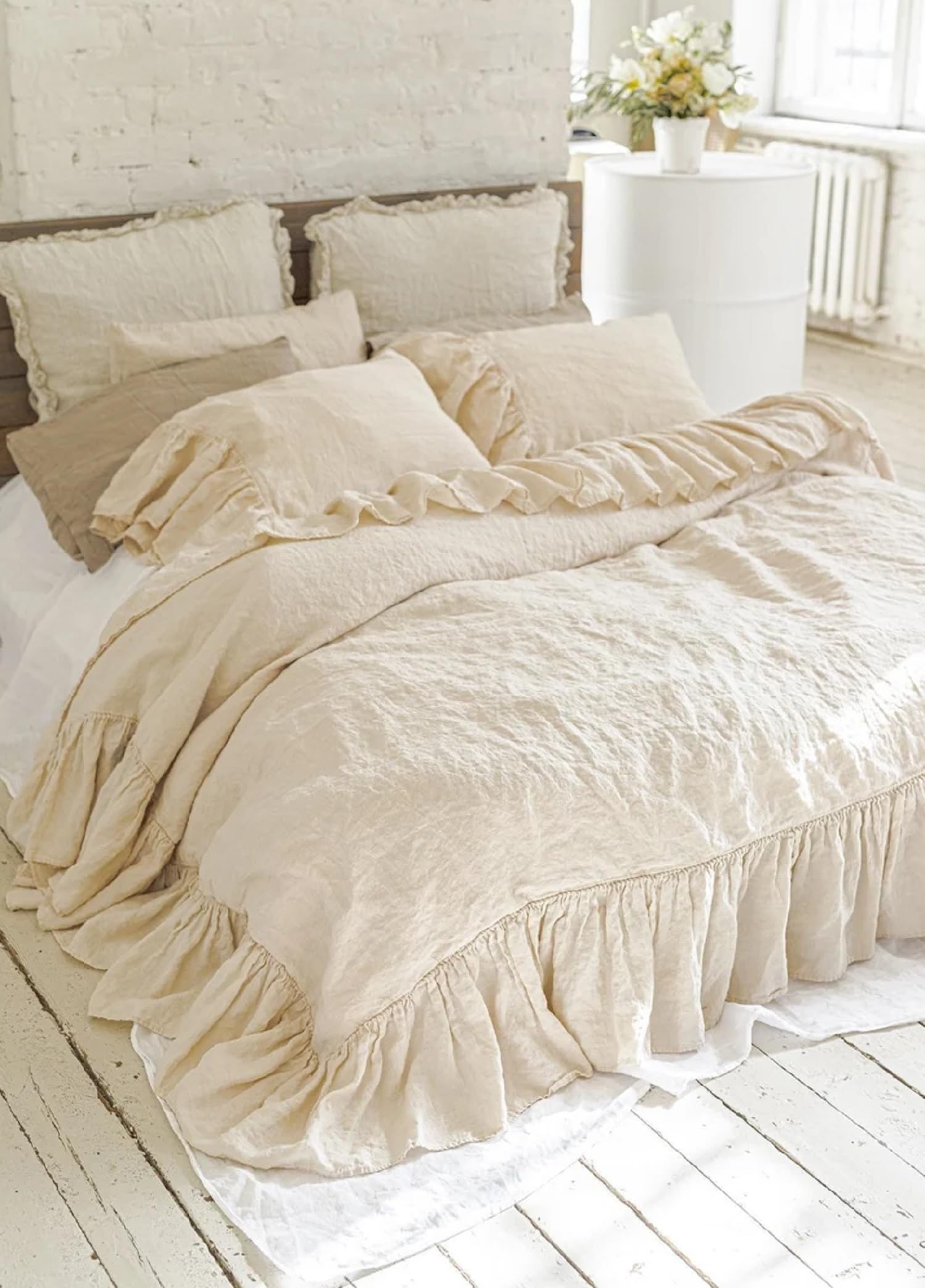 Housse de couette coton lin hypoallergénique contre la chaleur