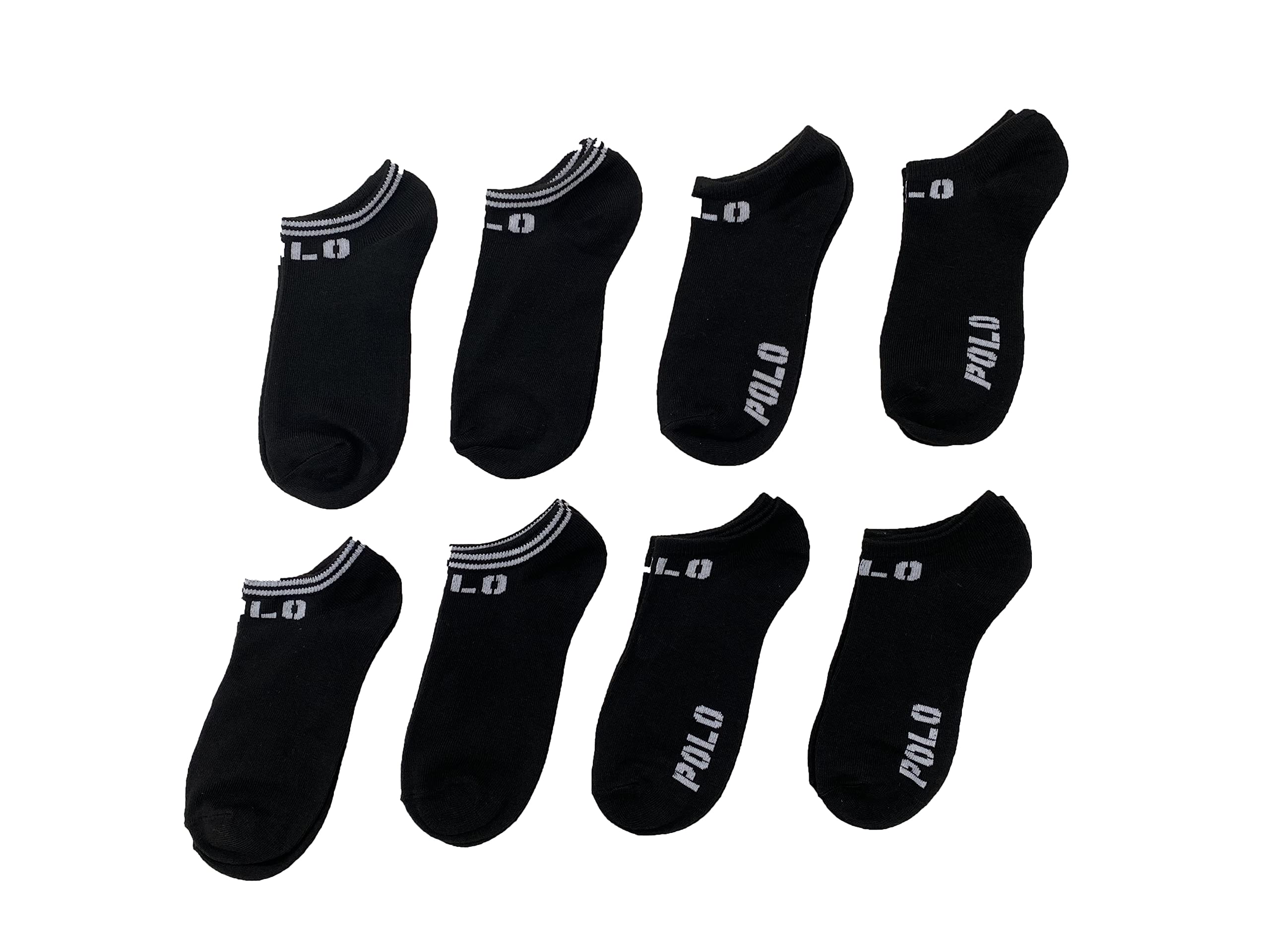 POLO RALPH LAUREN Women`s No Show Socks 8 Pack (Black(ZW727905PKN)/W, 9-11)