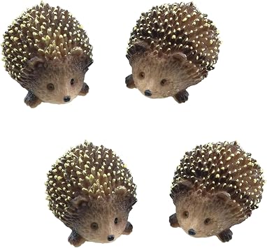 4Pcs Mini Hedgehog Resin Figurines,Lively Animal Statues for Fairy Gardens, Bonsai and Plant Pots,Micro Landscape Decor, Miniature Wild Sculptures for DIY Craft and Home Decor
