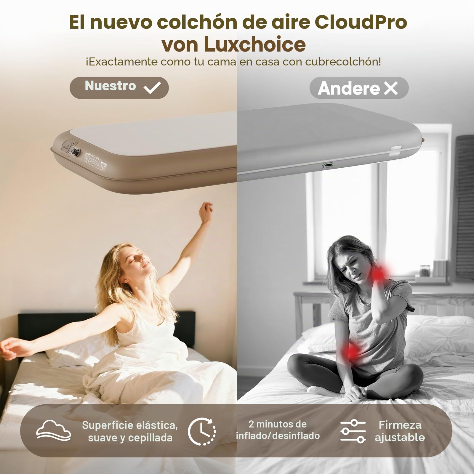 Luxchoice Colchón Hinchable Individual 200x100x20cm con Bomba Portátil USB | Colchón Inflable Individual, 500kg Max, Inflado Rápido en 2 Minutos, Superficie Fresca y Cómoda, para Camping e Invitados