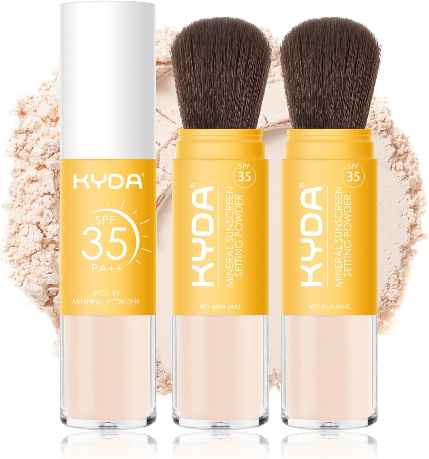 2 Pcs Mineral Sunscreen Powder for Face & Scalp Hair, SPF 35 Scalp Sunscreen, Hair Sunscreen Spf Powder Lasting Oil Control Matte Loose Powder, for All Skin Type,Translucent